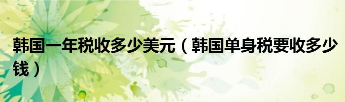 韩国一年税收多少美元（韩国单身税要收多少钱）