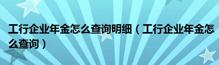 工行企业年金怎么查询明细（工行企业年金怎么查询）