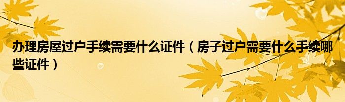 办理房屋过户手续需要什么证件（房子过户需要什么手续哪些证件）