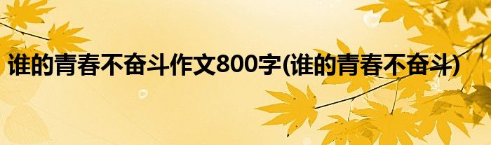 谁的青春不奋斗作文800字(谁的青春不奋斗)