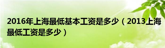 2016年上海最低基本工资是多少（2013上海最低工资是多少）