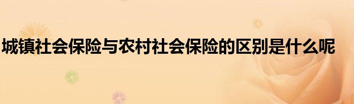 城镇社会保险与农村社会保险的区别是什么呢