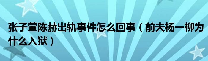 张子萱陈赫出轨事件怎么回事（前夫杨一柳为什么入狱）