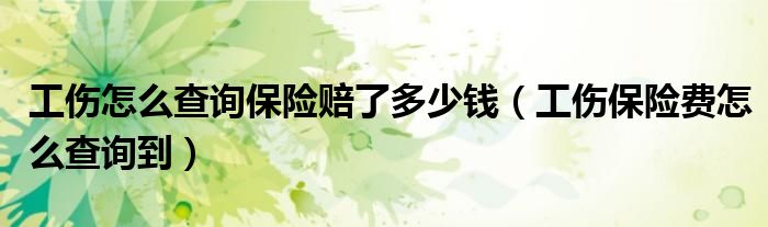 工伤怎么查询保险赔了多少钱（工伤保险费怎么查询到）