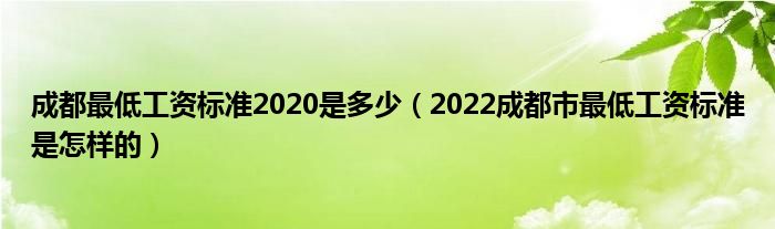 成都最低工资标准2020是多少（2022成都市最低工资标准是怎样的）