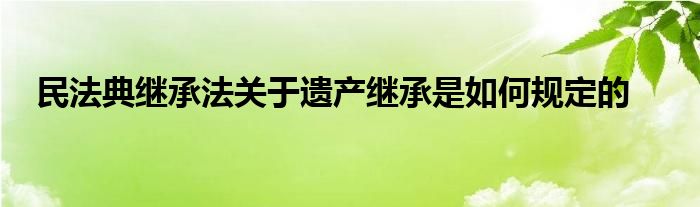 民法典继承法关于遗产继承是如何规定的