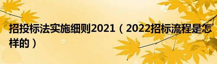 招投标法实施细则2021（2022招标流程是怎样的）