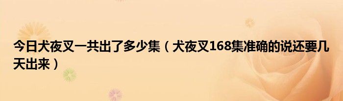 今日犬夜叉一共出了多少集（犬夜叉168集准确的说还要几天出来）