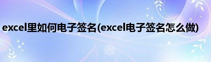 excel里如何电子签名(excel电子签名怎么做)