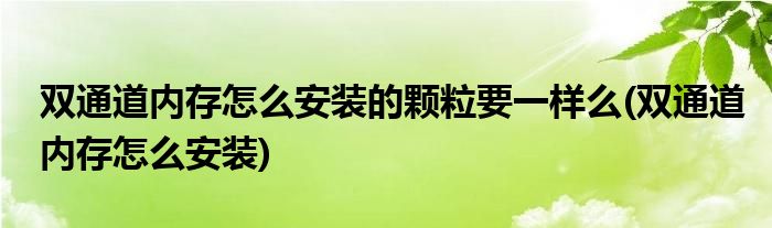 双通道内存怎么安装的颗粒要一样么(双通道内存怎么安装)