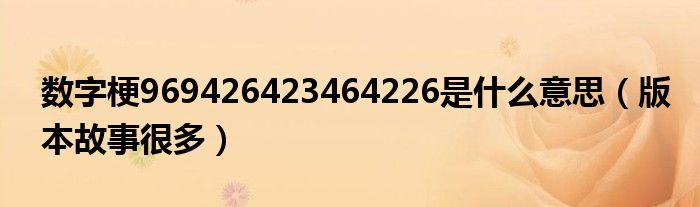 数字梗969426423464226是什么意思（版本故事很多）