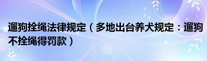 遛狗拴绳法律规定（多地出台养犬规定：遛狗不拴绳得罚款）