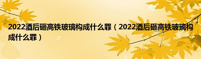 2022酒后砸高铁玻璃构成什么罪（2022酒后砸高铁玻璃构成什么罪）