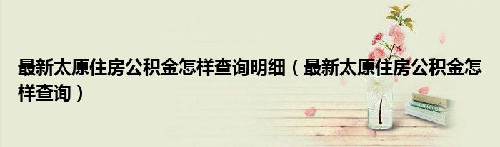 最新太原住房公积金怎样查询明细（最新太原住房公积金怎样查询）