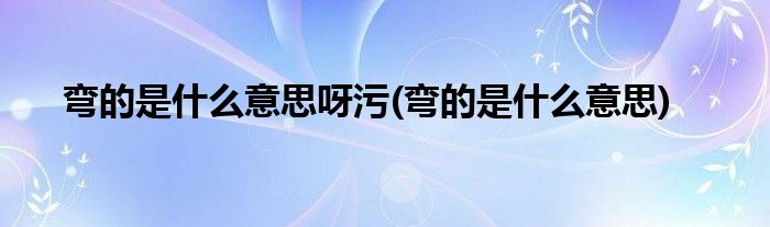 弯的是什么意思呀污(弯的是什么意思)