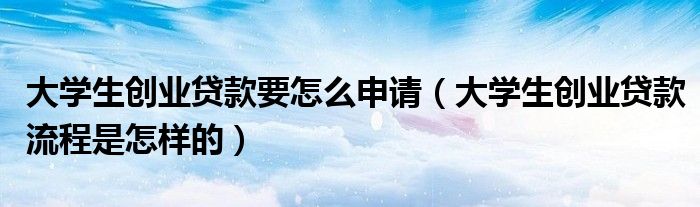 大学生创业贷款要怎么申请（大学生创业贷款流程是怎样的）