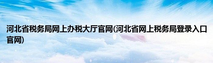 河北省税务局网上办税大厅官网(河北省网上税务局登录入口官网)