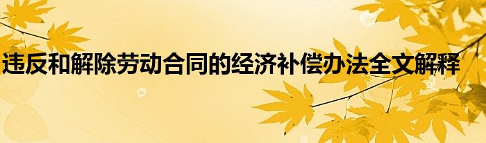 违反和解除劳动合同的经济补偿办法全文解释