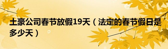 土豪公司春节放假19天（法定的春节假日是多少天）