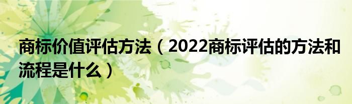 商标价值评估方法（2022商标评估的方法和流程是什么）