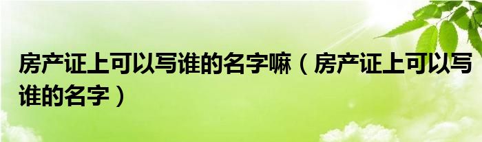 房产证上可以写谁的名字嘛（房产证上可以写谁的名字）