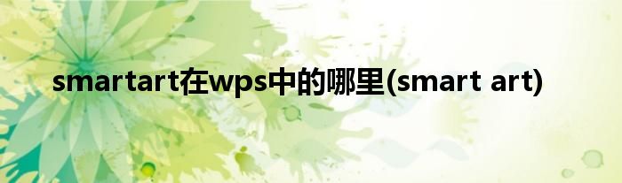 smartart在wps中的哪里(smart art)