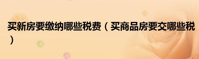 买新房要缴纳哪些税费（买商品房要交哪些税）