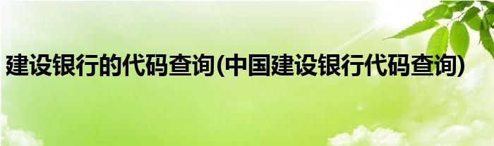 建设银行的代码查询(中国建设银行代码查询)