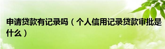 申请贷款有记录吗（个人信用记录贷款审批是什么）