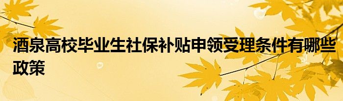 酒泉高校毕业生社保补贴申领受理条件有哪些政策