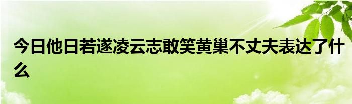 今日他日若遂凌云志敢笑黄巢不丈夫表达了什么