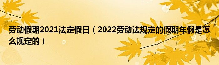 劳动假期2021法定假日（2022劳动法规定的假期年假是怎么规定的）