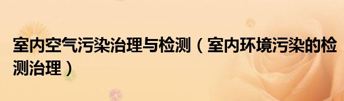 室内空气污染治理与检测（室内环境污染的检测治理）