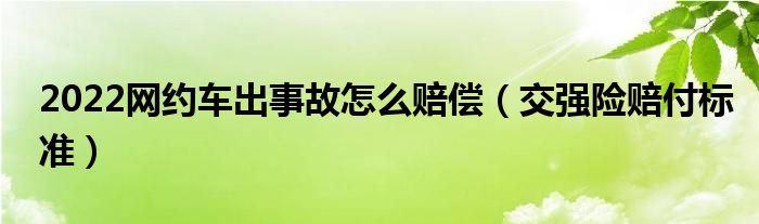 2022网约车出事故怎么赔偿（交强险赔付标准）