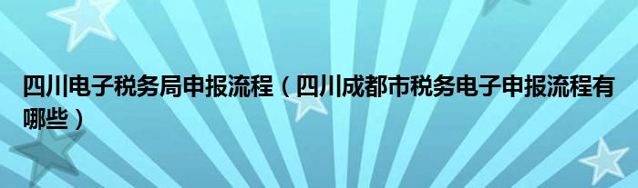 四川电子税务局申报流程（四川成都市税务电子申报流程有哪些）