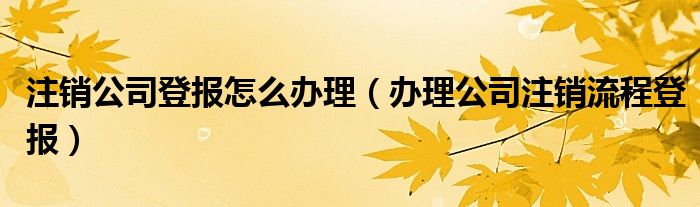 注销公司登报怎么办理（办理公司注销流程登报）