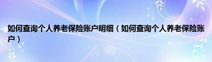 如何查询个人养老保险账户明细（如何查询个人养老保险账户）