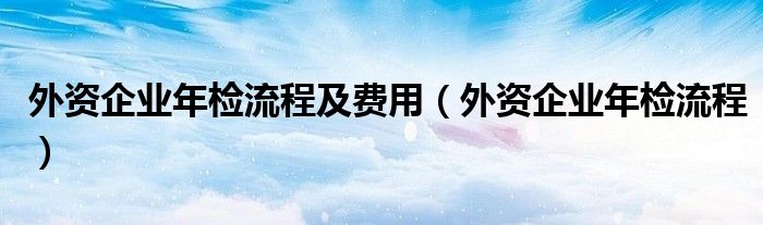 外资企业年检流程及费用（外资企业年检流程）