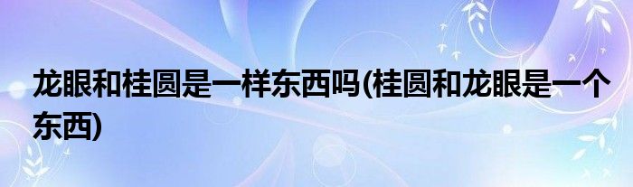 龙眼和桂圆是一样东西吗(桂圆和龙眼是一个东西)