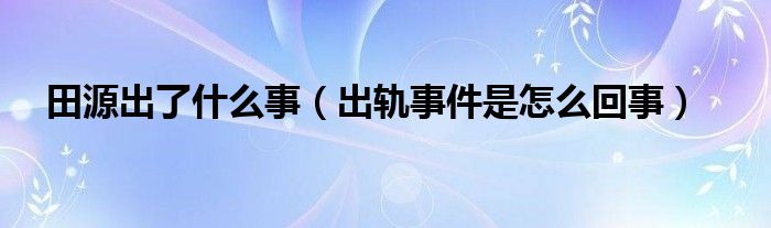 田源出了什么事（出轨事件是怎么回事）