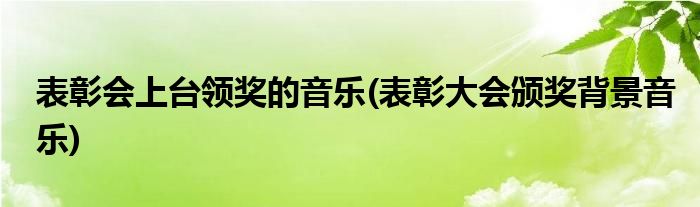 表彰会上台领奖的音乐(表彰大会颁奖背景音乐)