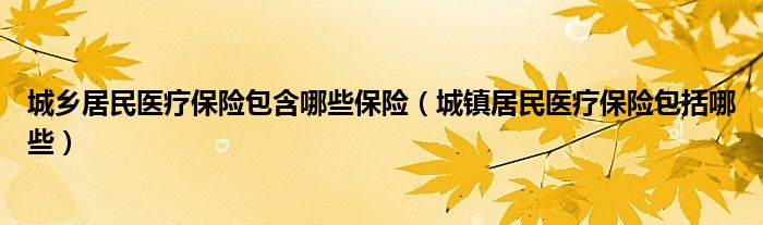 城乡居民医疗保险包含哪些保险（城镇居民医疗保险包括哪些）