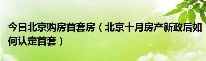 今日北京购房首套房（北京十月房产新政后如何认定首套）