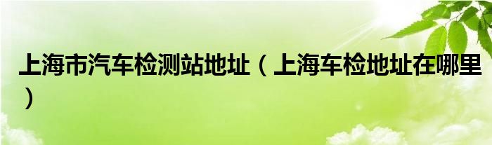 上海市汽车检测站地址（上海车检地址在哪里）