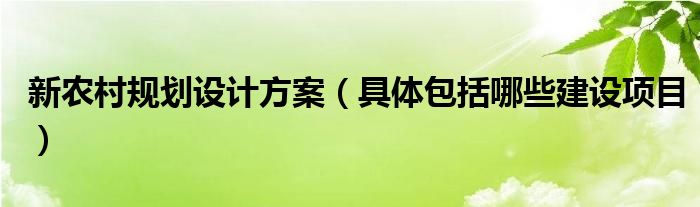 新农村规划设计方案（具体包括哪些建设项目）