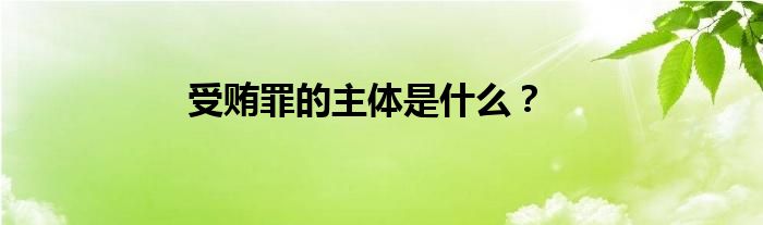 受贿罪的主体是什么？