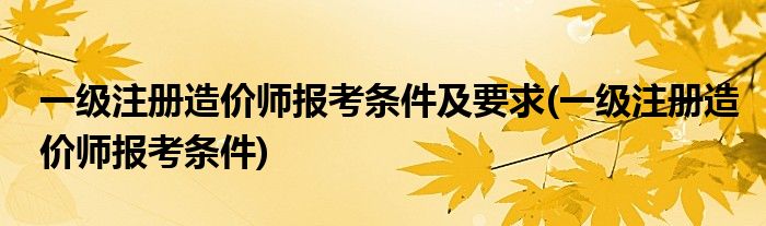 一级注册造价师报考条件及要求(一级注册造价师报考条件)