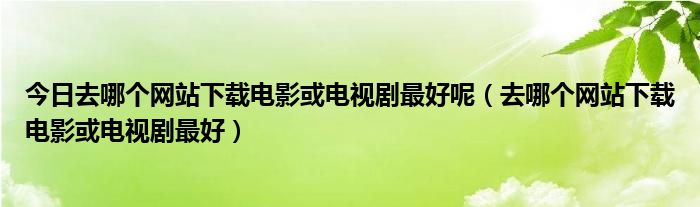 今日去哪个网站下载电影或电视剧最好呢（去哪个网站下载电影或电视剧最好）