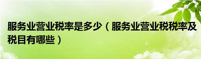 服务业营业税率是多少（服务业营业税税率及税目有哪些）