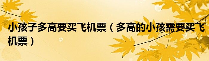 小孩子多高要买飞机票（多高的小孩需要买飞机票）